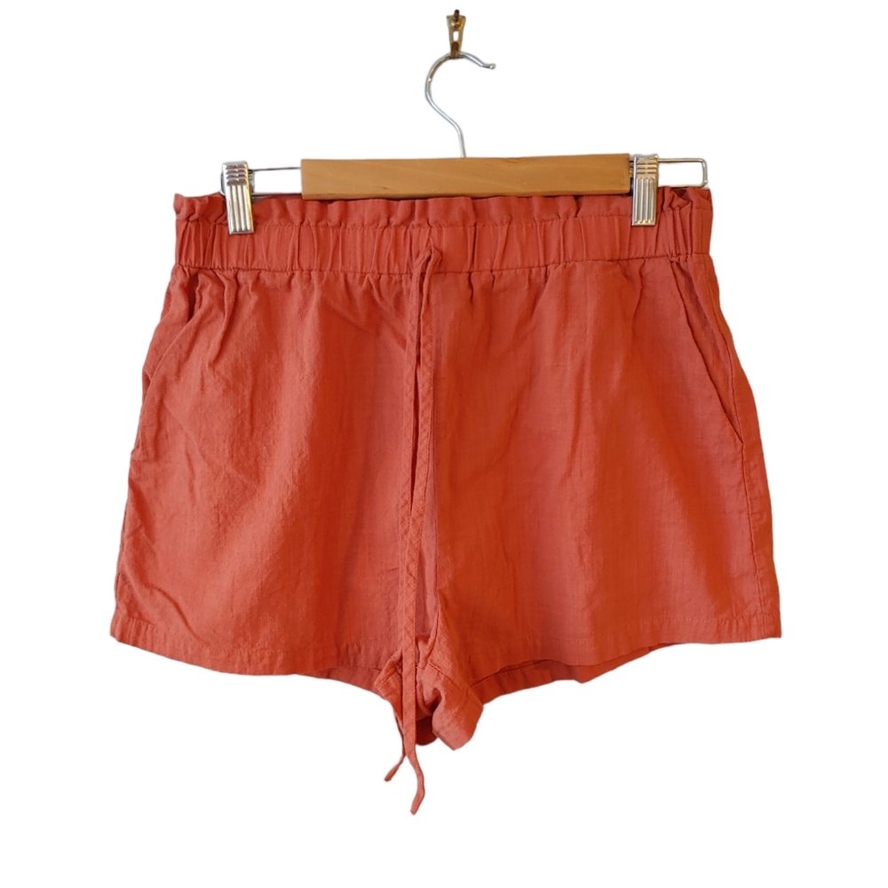 Shein Burnt Orange Paper Bag Waist Shorts Size Large